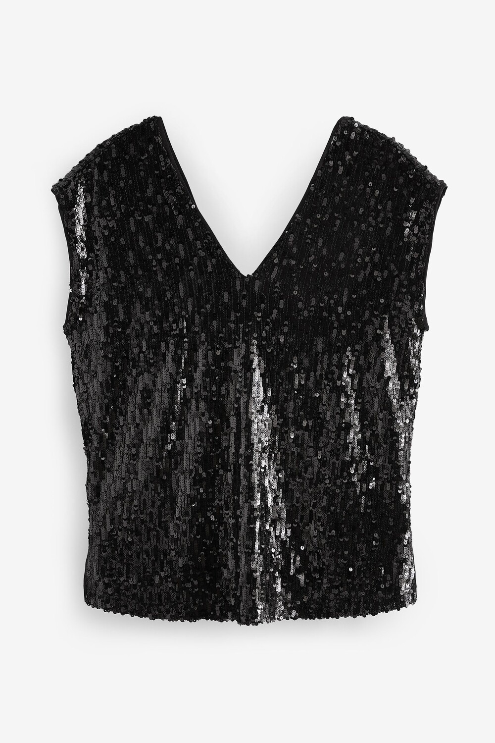 Топ без рукавов с V образным вырезом и пайетками Next, черный 
Топ без рукавов с V образным вырезом и пайетками Next, черный