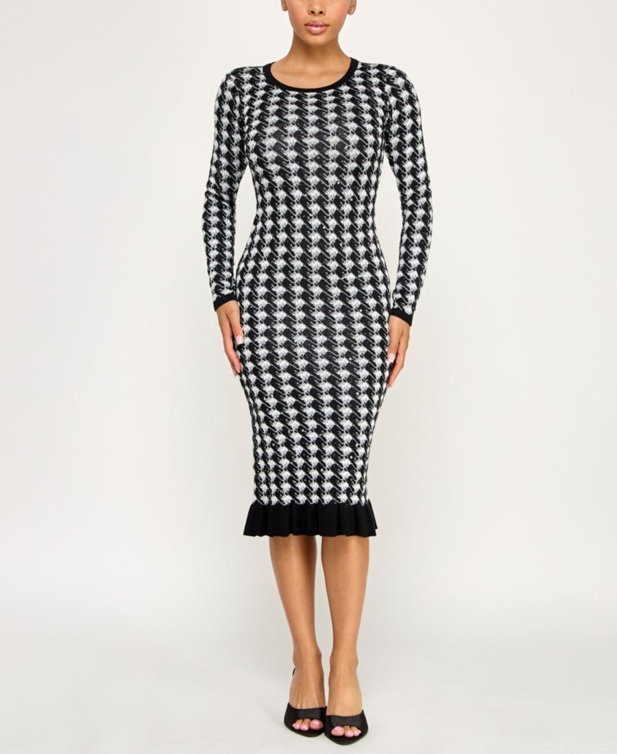 Детское миди-платье-свитер с пайетками, узором гусиная лапка и оборками по низу BCX, BLACK/WHITE
Детское миди-платье-свитер с пайетками, узором гусиная лапка и оборками по низу BCX, BLACK/WHITE