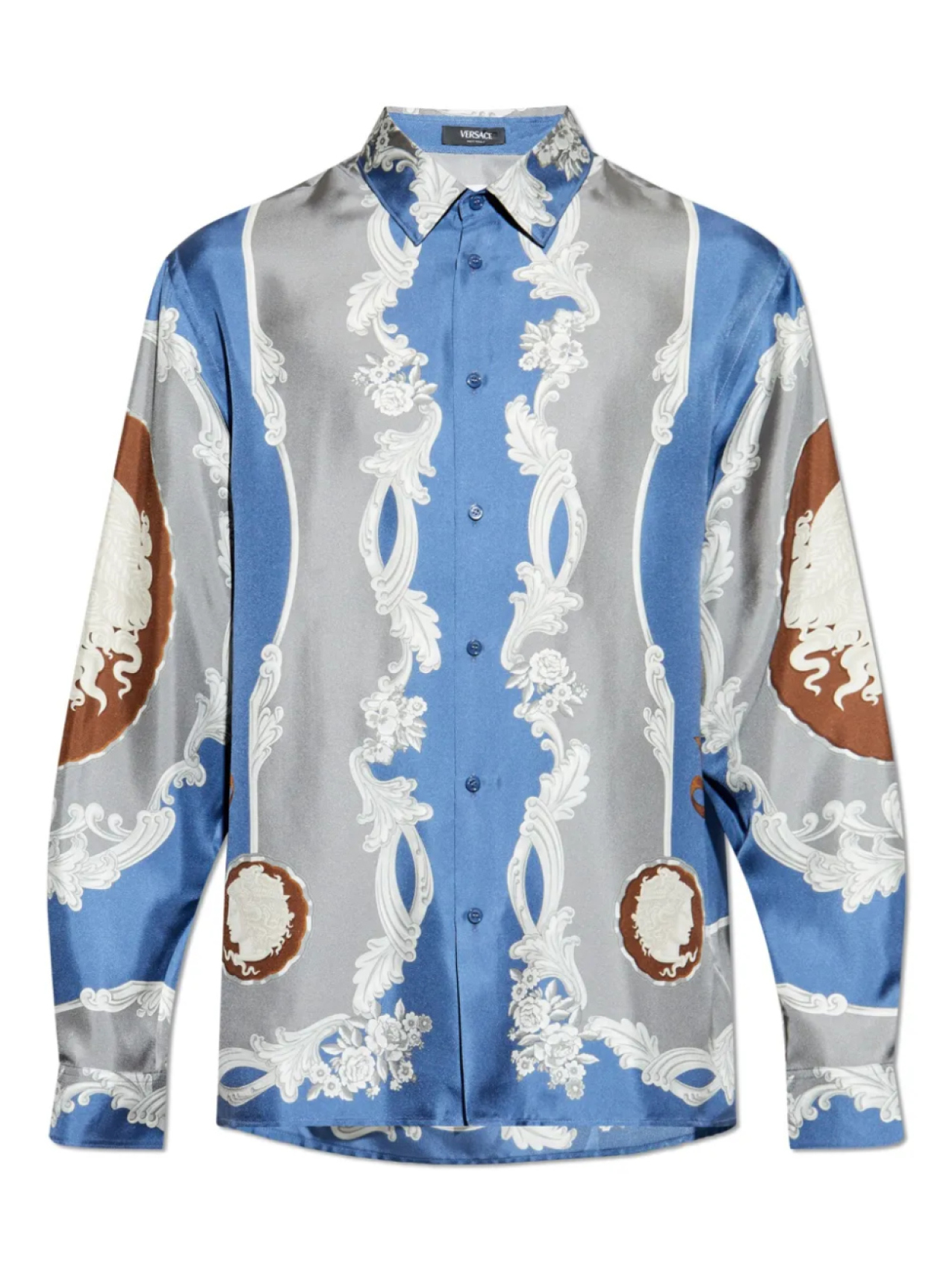 Рубашка с принтом «Медуза Камея» Versace, синий 
Рубашка с принтом «Медуза Камея» Versace, синий