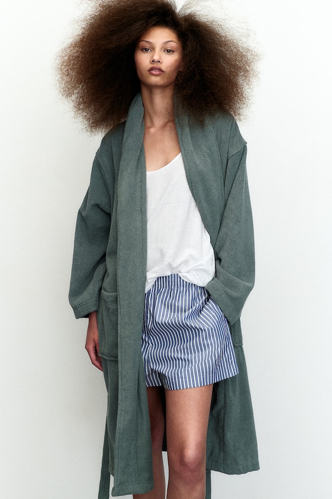 Махровый халат H&M, зеленый
Махровый халат H&M, зеленый