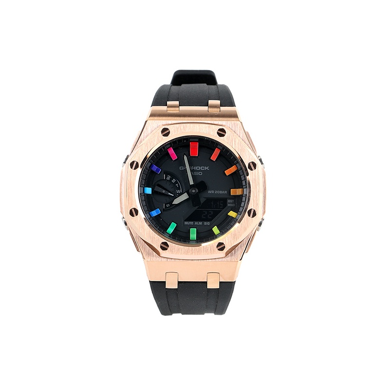 Часы Casio G-Shock Analog-Digital 2100 Series, арт. GA-2100-1A1, 44 мм, черный/розовое золото/черно-радужный
Часы Casio G-Shock Analog-Digital 2100 Series, арт. GA-2100-1A1, 44 мм, черный/розовое золото/черно-радужный