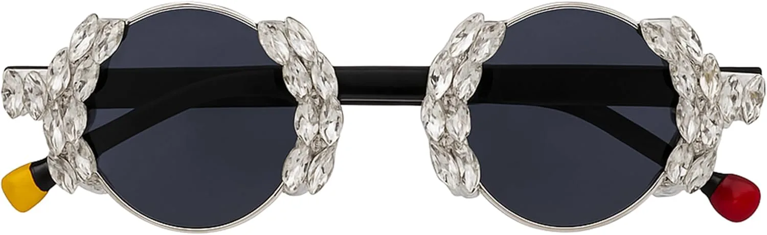 Женские солнцезащитные очки Bullabulling Fashion с кристаллами и бриллиантами, маленькие круглые, с защитой от УФ-излучения UV400, для вечеринок, Black/Black
Женские солнцезащитные очки Bullabulling Fashion с кристаллами и бриллиантами, маленькие круглые, с защитой от УФ-излучения UV400, для вечеринок, Black/Black