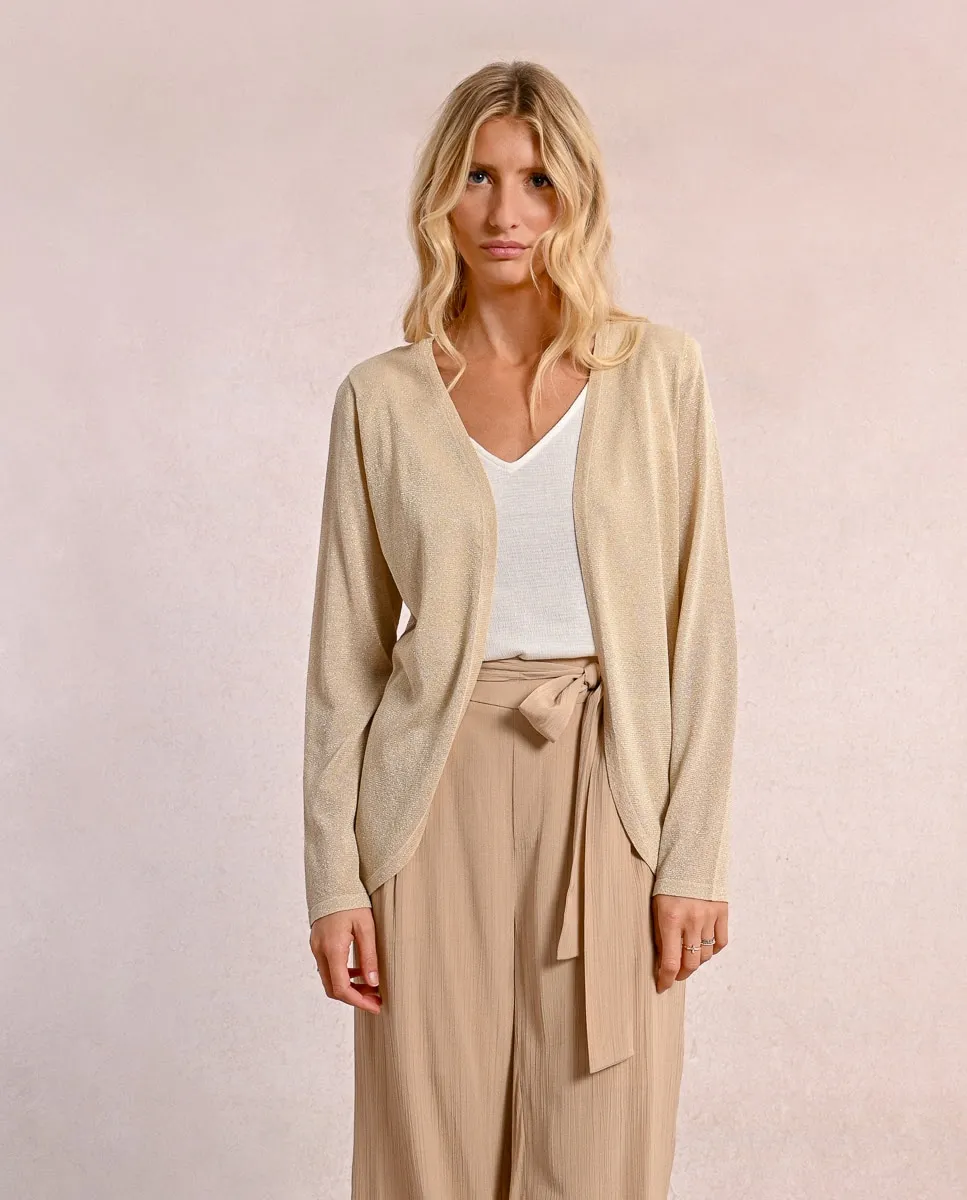 Женский кардиган с длинными рукавами из блестящей ткани Molly Bracken, бежевый 
Женский кардиган с длинными рукавами из блестящей ткани Molly Bracken, бежевый