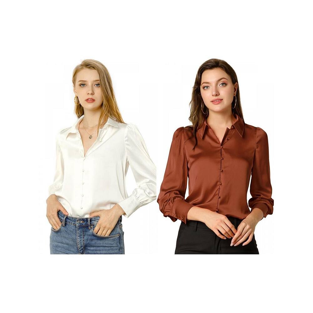 2 комплекта женских атласных рубашек на пуговицах с длинным рукавом и воротником-стойкой ALLEGRA K, цвет White And Burnt Orange
2 комплекта женских атласных рубашек на пуговицах с длинным рукавом и воротником-стойкой ALLEGRA K, цвет White And Burnt Orange