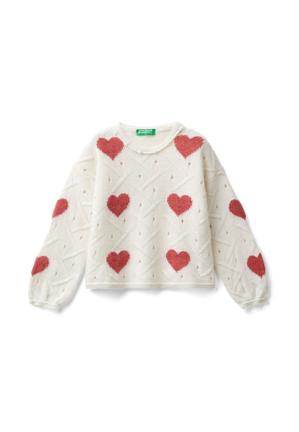 Вязаный свитер GATHERED AT WRISTS HEART DETAILING WITH STITCH United Colors of Benetton, белый
Вязаный свитер GATHERED AT WRISTS HEART DETAILING WITH STITCH United Colors of Benetton, белый