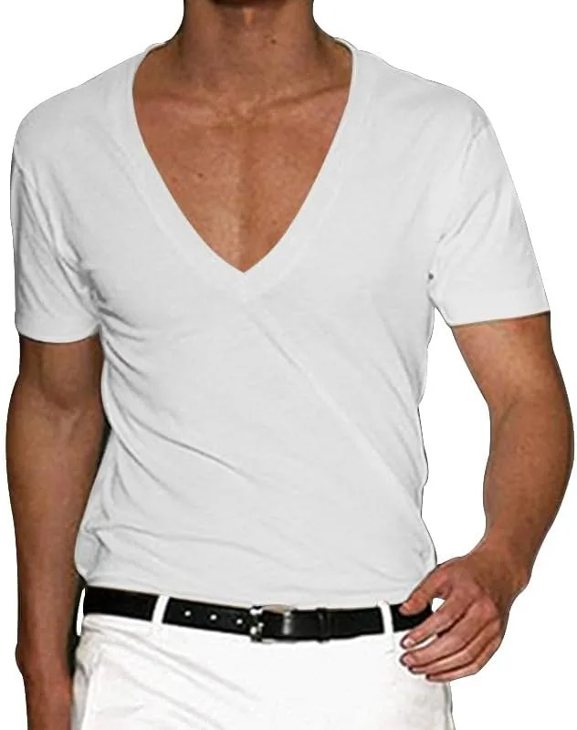 Мужская футболка с глубоким V-вырезом и коротким рукавом
Мужская футболка с глубоким V-вырезом и коротким рукавом