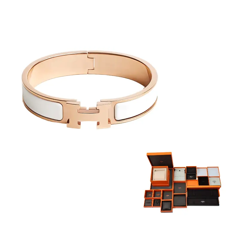 HERMES Эмалевые браслеты для женщин Rose Gold/White
HERMES Эмалевые браслеты для женщин Rose Gold/White