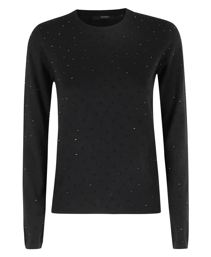 Белый пуловер с круглым вырезом и серебряными аппликациями. Seventy, черный
Белый пуловер с круглым вырезом и серебряными аппликациями. Seventy, черный