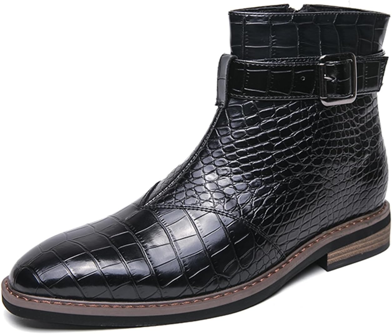 Мужские кожаные ботинки Abborora с принтом, боковой молнией, челси, низкий каблук, заостренный носок, пряжка, повседневные и нарядные ботинки, черный
Мужские кожаные ботинки Abborora с принтом, боковой молнией, челси, низкий каблук, заостренный носок, пряжка, повседневные и нарядные ботинки, черный