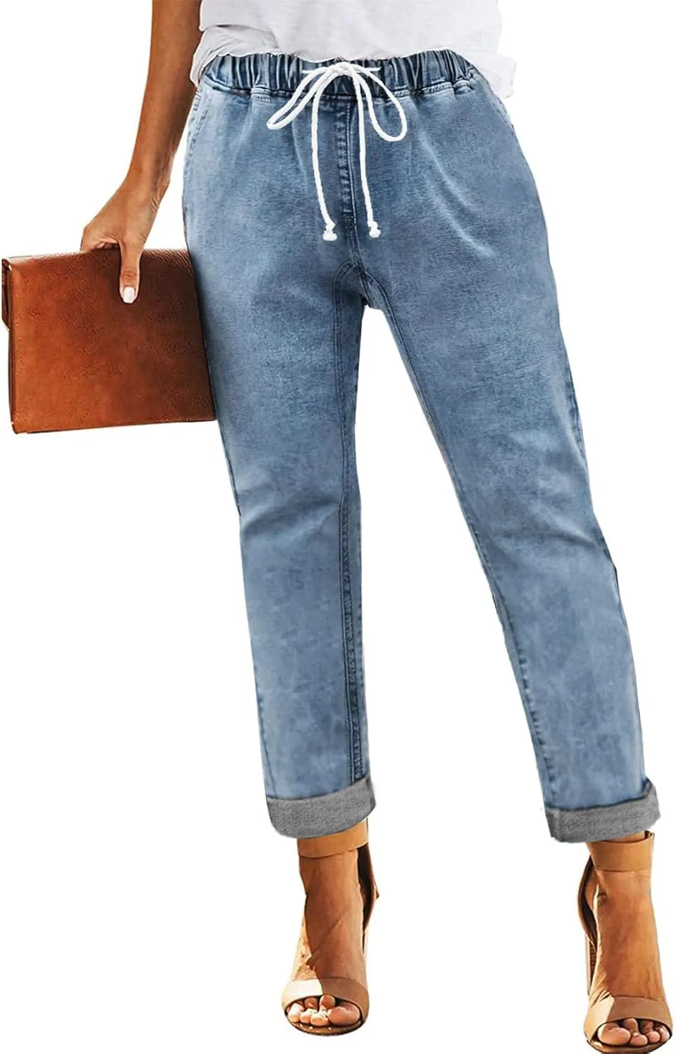 Женские джинсы Sweezarmo с эластичным поясом на шнурке
Женские джинсы Sweezarmo с эластичным поясом на шнурке