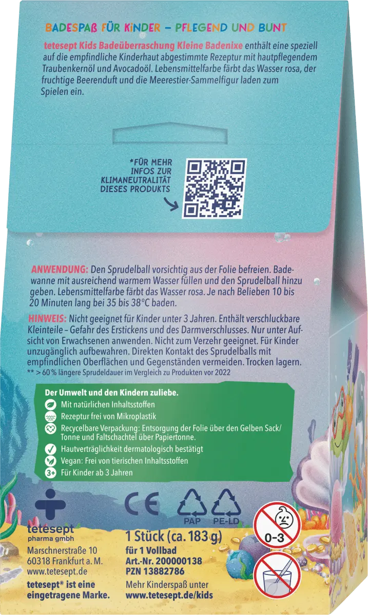 Детская добавка для ванны сюрприз для ванны русалочка для купания 1 шт. tetesept 
Детская добавка для ванны сюрприз для ванны русалочка для купания 1 шт. tetesept