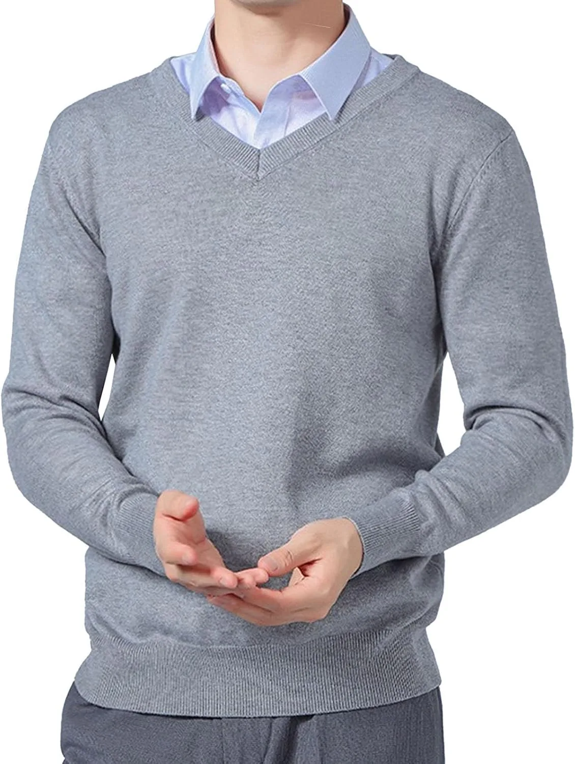 Мужской свитер с V-образным вырезом, рифленый, приталенный
Мужской свитер с V-образным вырезом, рифленый, приталенный