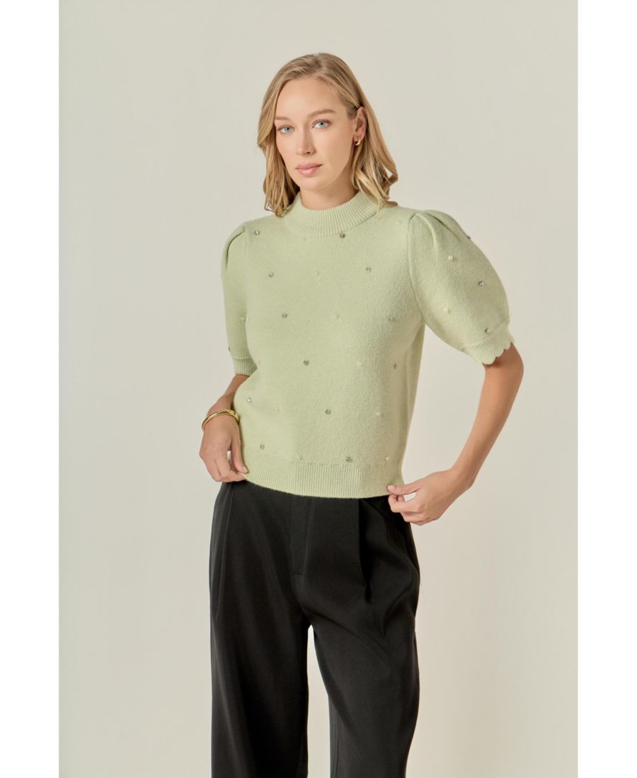 Женский вязаный свитер с фестончатым краем English Factory, Sage
Женский вязаный свитер с фестончатым краем English Factory, Sage