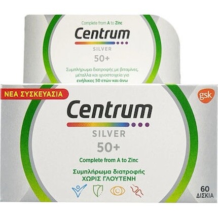 Silver 50 Мультивитамины для взрослых 50 лет и старше 60 таблеток Centrum
Silver 50 Мультивитамины для взрослых 50 лет и старше 60 таблеток Centrum