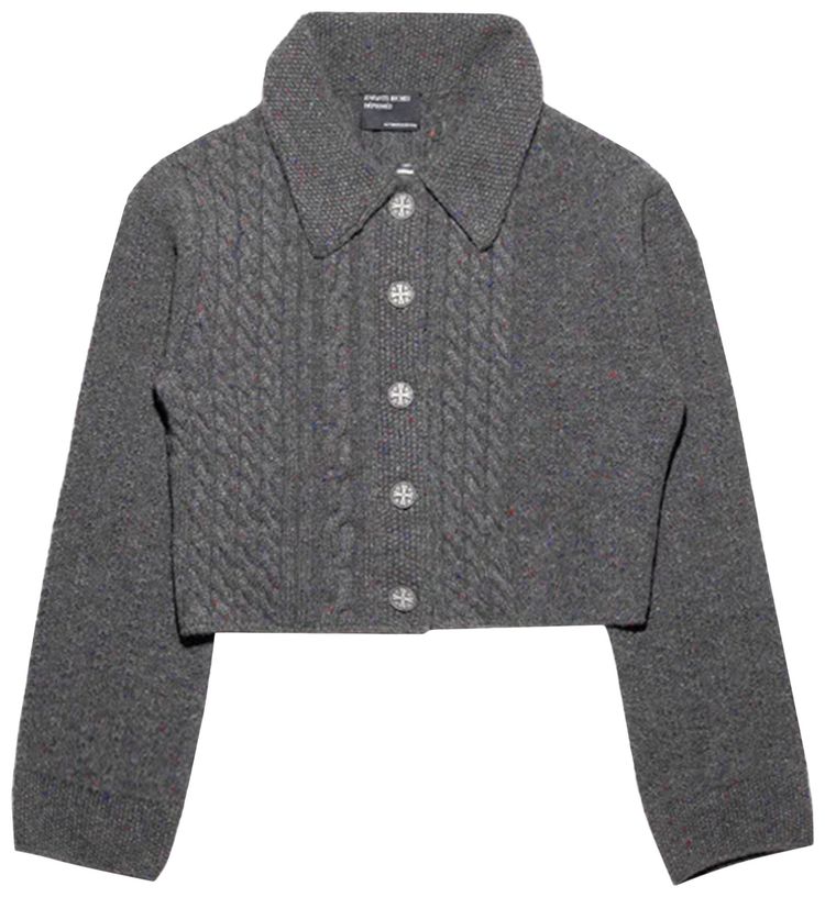 Укороченный твидовый кардиган с воротником Enfants Riches Déprimés, серый
Укороченный твидовый кардиган с воротником Enfants Riches Déprimés, серый