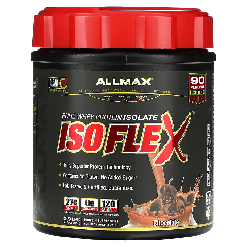 ALLMAX, Isoflex, на 100% чистый изолят сывороточного протеина, со вкусом шоколада, 425 г (0,9 фунта)
ALLMAX, Isoflex, на 100% чистый изолят сывороточного протеина, со вкусом шоколада, 425 г (0,9 фунта)