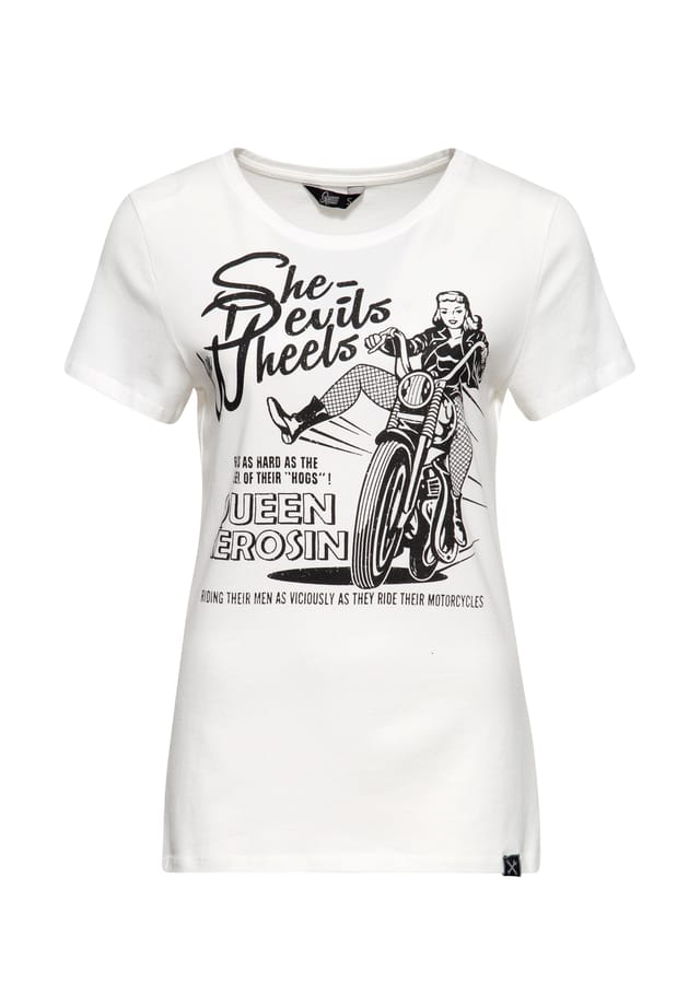 Футболка с винтажным мотивом She Devils on Wheels Queen Kerosin, белый
Футболка с винтажным мотивом She Devils on Wheels Queen Kerosin, белый