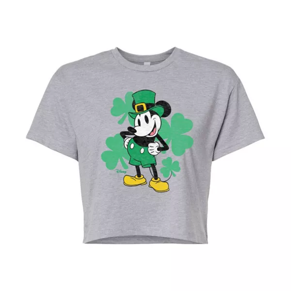 Укороченная футболка с Микки Маусом и Лепреконом для юниоров Disney, серый 
Укороченная футболка с Микки Маусом и Лепреконом для юниоров Disney, серый