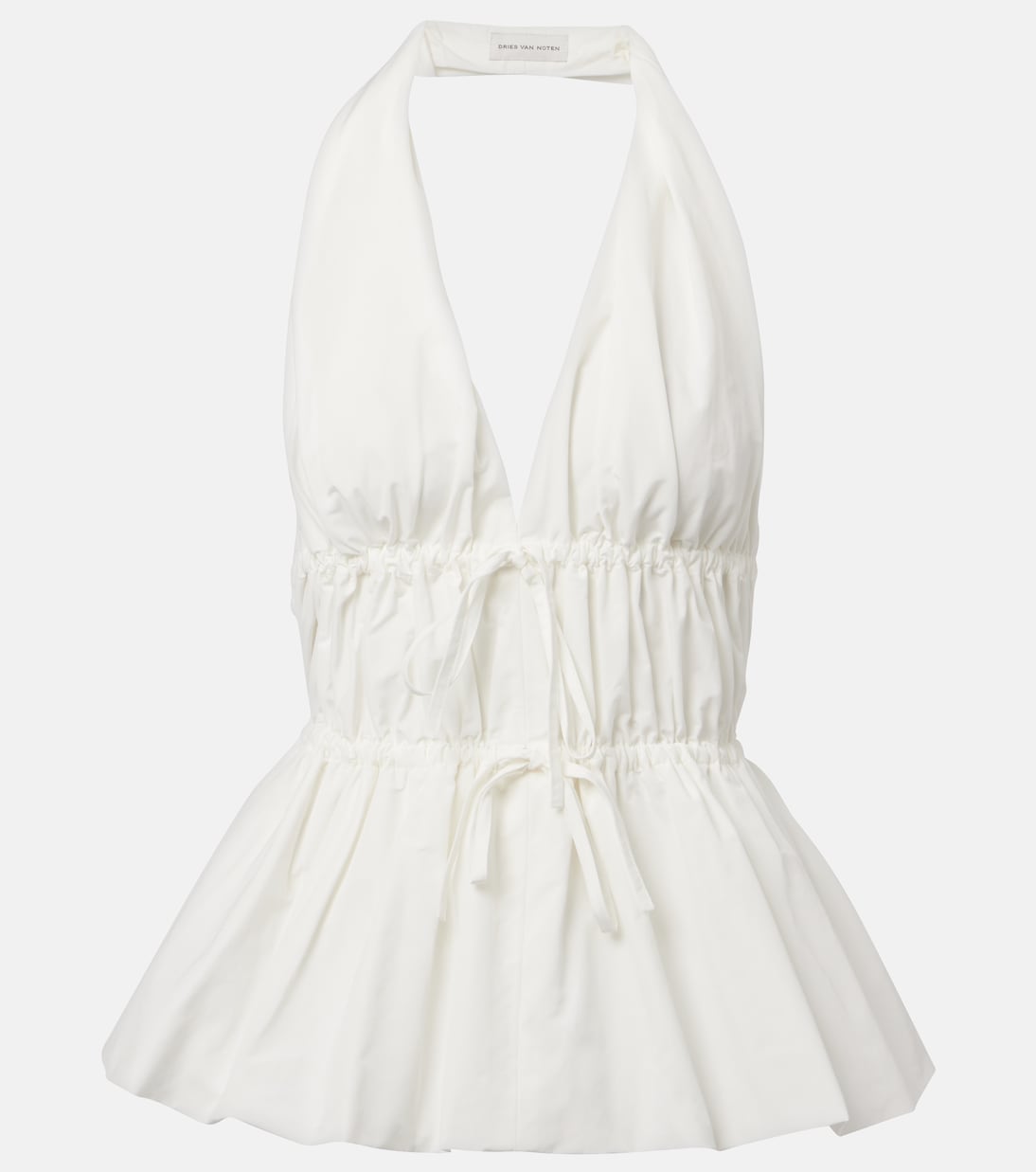 Собранный топ на завязках Dries Van Noten, белый
Собранный топ на завязках Dries Van Noten, белый