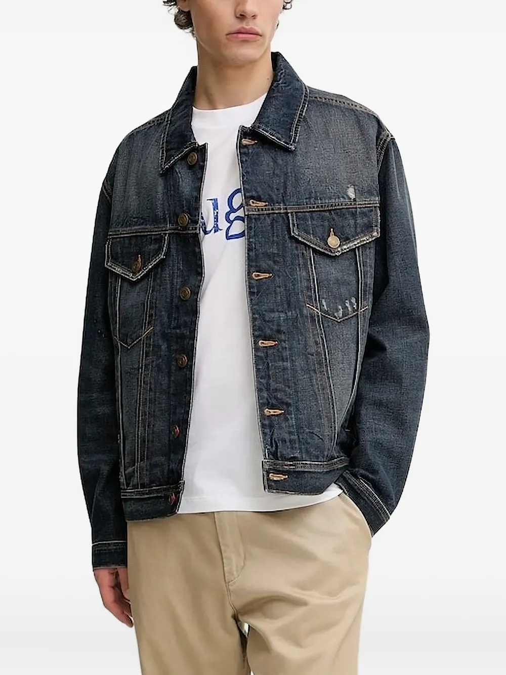 Джинсовая куртка с потертостями HUGO, синий
Джинсовая куртка с потертостями HUGO, синий