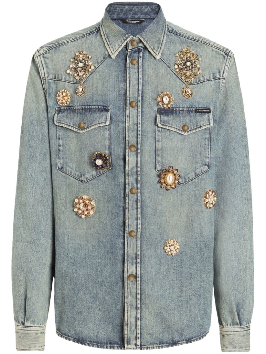 Dolce & Gabbana джинсовая рубашка с кристаллами, синий
Dolce & Gabbana джинсовая рубашка с кристаллами, синий