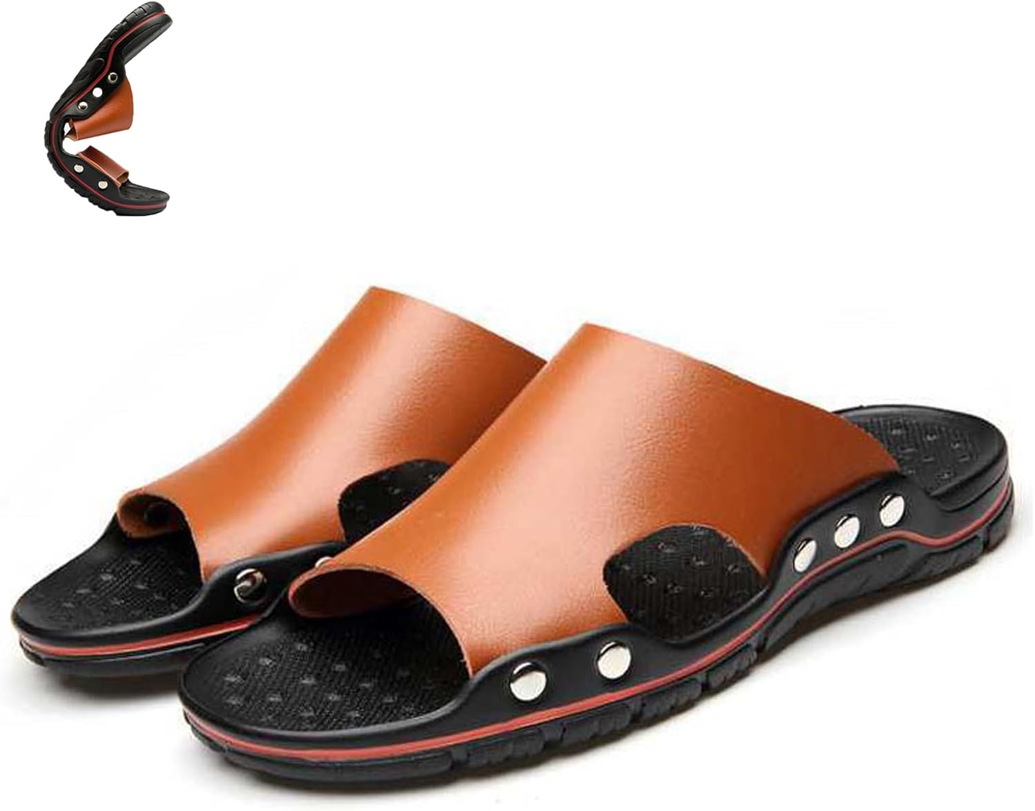 Мужские кожаные сандалии с заклепками, плоской подошвой и открытым носком, слипоны, мягкая подошва, пляжные сандалии, летние повседневные, для отпуска и вечеринки Hdfdb, коричневый
Мужские кожаные сандалии с заклепками, плоской подошвой и открытым носком, слипоны, мягкая подошва, пляжные сандалии, летние повседневные, для отпуска и вечеринки Hdfdb, коричневый