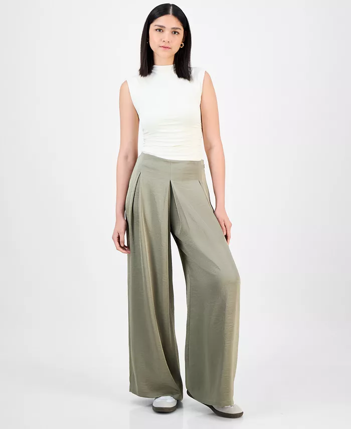 Женские атласные брюки с высокой талией и широкими штанинами Bar III, белый
Женские атласные брюки с высокой талией и широкими штанинами Bar III, белый