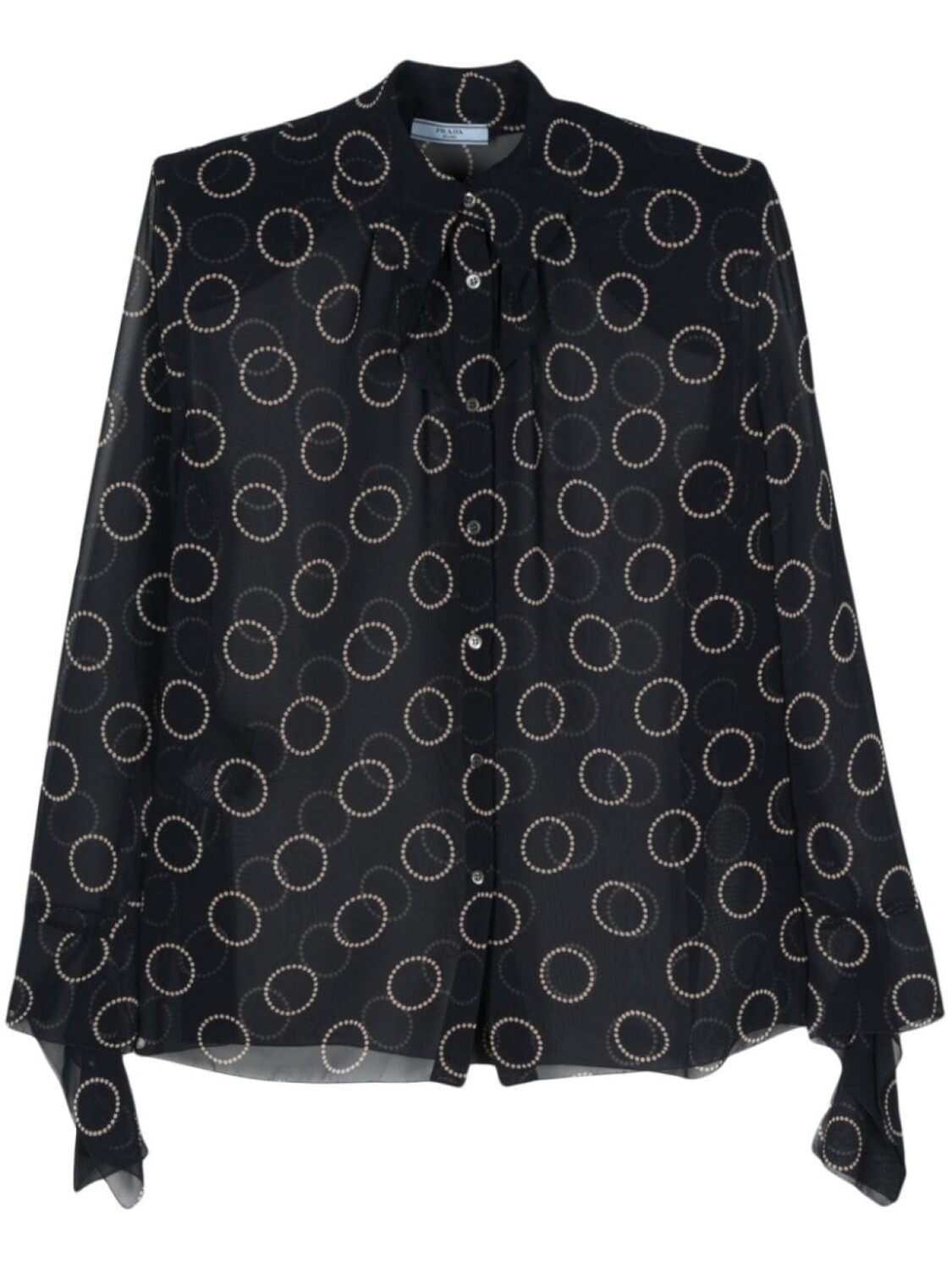 Полупрозрачная рубашка с графичным принтом Prada, синий
Полупрозрачная рубашка с графичным принтом Prada, синий