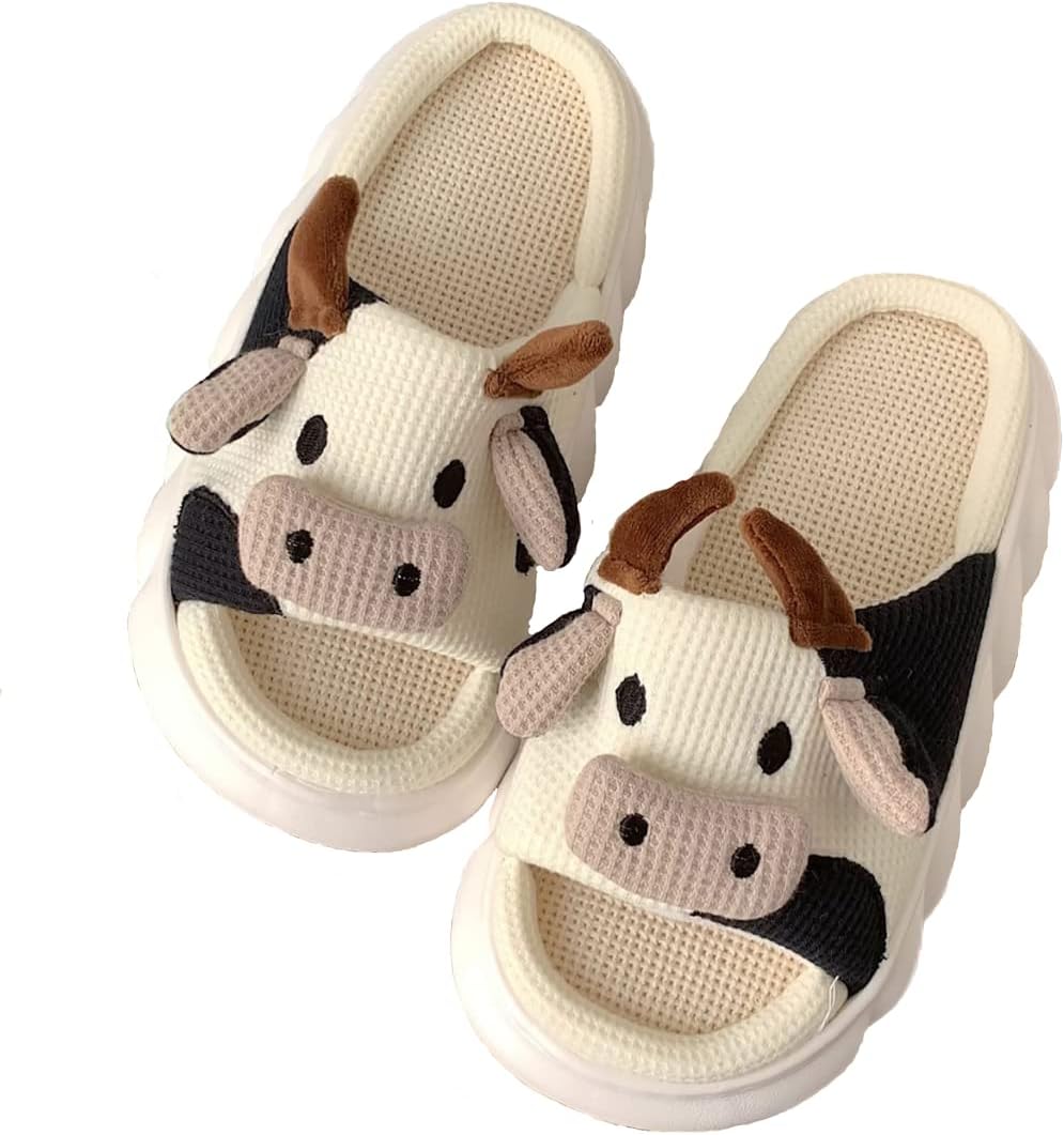 Тапочки QIPILON для женщин и мужчин с изображением коровы, подушечные сандалии, облачные шлепанцы, льняные тапочки с коровой, нескользящие с толстой подошвой, белый
Тапочки QIPILON для женщин и мужчин с изображением коровы, подушечные сандалии, облачные шлепанцы, льняные тапочки с коровой, нескользящие с толстой подошвой, белый