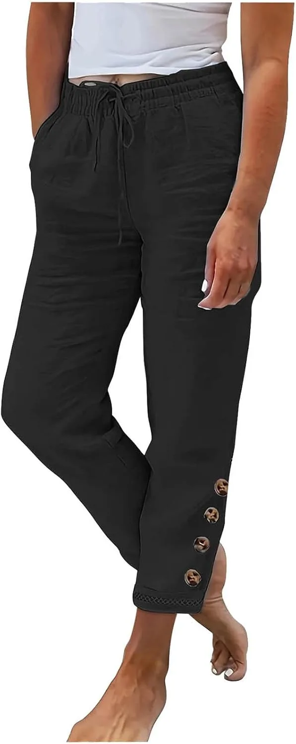 JOAU Женские хлопковые льняные капри с высокой талией и шнурком
JOAU Женские хлопковые льняные капри с высокой талией и шнурком