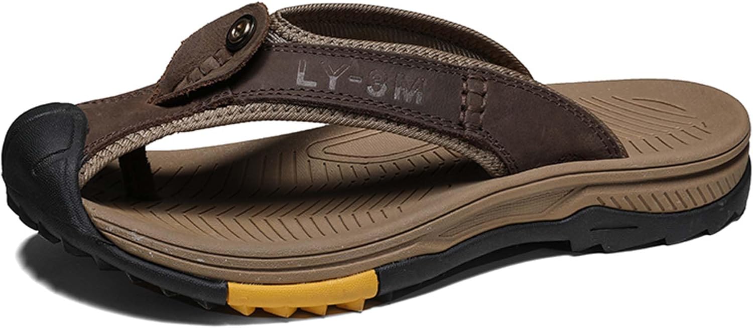 Мужские премиальные кожаные вьетнамки Vtiao, летние модные сандалии, вьетнамки с толстой подошвой и защитой носка, нескользящие, износостойкие и долговечные, подходят как для дома, так и для улицы, коричневый
Мужские премиальные кожаные вьетнамки Vtiao, летние модные сандалии, вьетнамки с толстой подошвой и защитой носка, нескользящие, износостойкие и долговечные, подходят как для дома, так и для улицы, коричневый