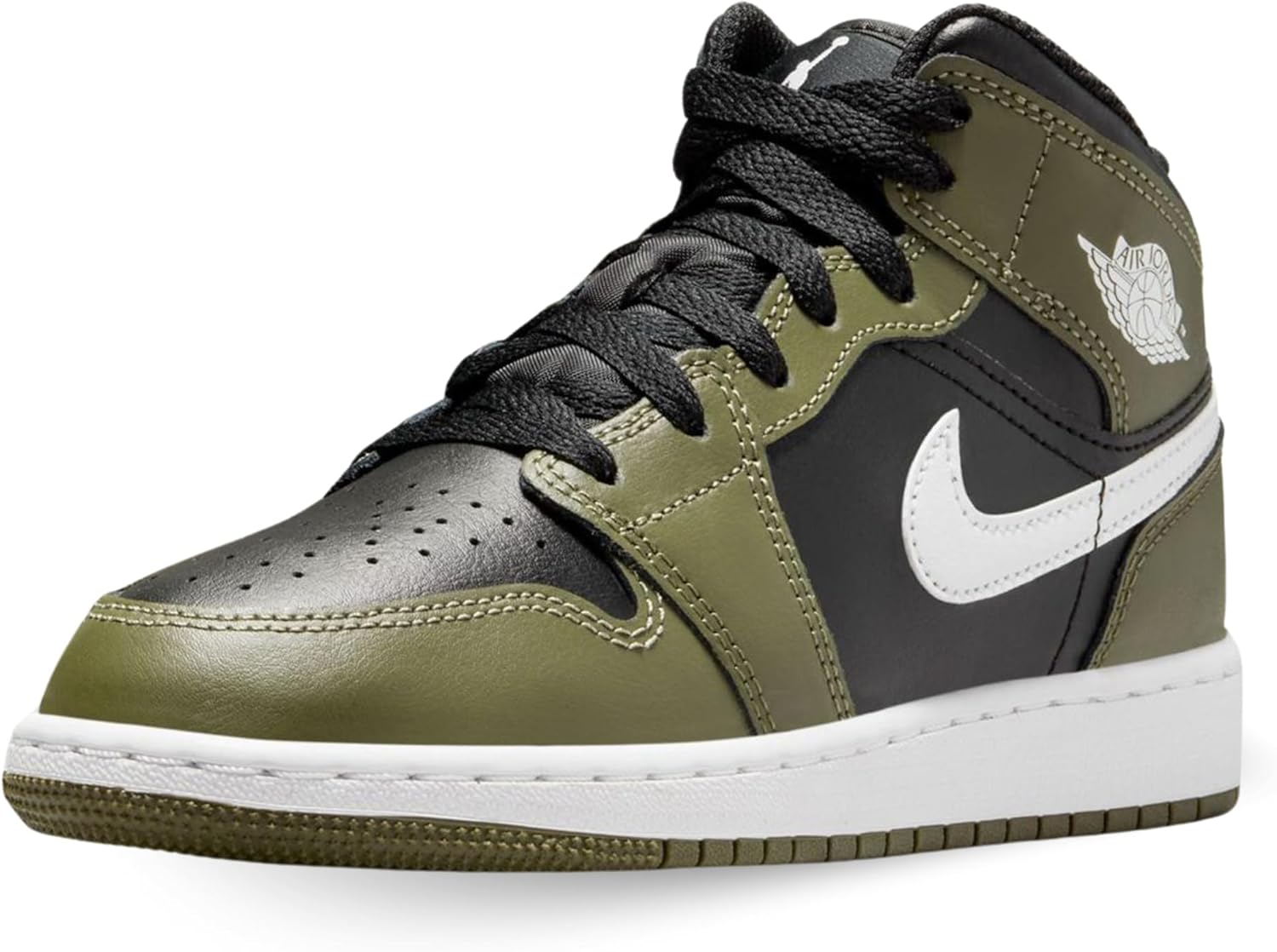 Детские кроссовки Nike Air Jordan 1 Mid, белый/черный/оливковый
Детские кроссовки Nike Air Jordan 1 Mid, белый/черный/оливковый