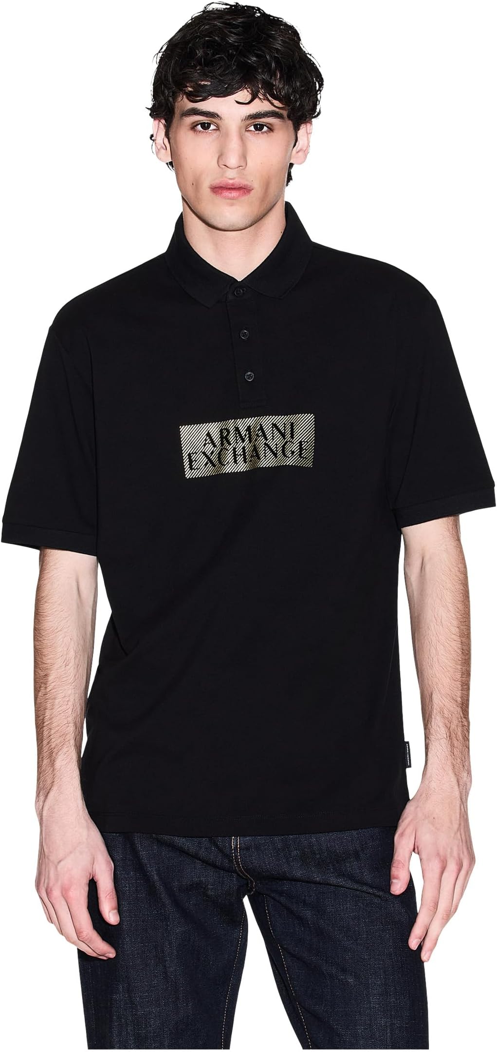 Мужское хлопковое поло с золотой отделкой Armani Exchange, Black Diagonal Gold
Мужское хлопковое поло с золотой отделкой Armani Exchange, Black Diagonal Gold