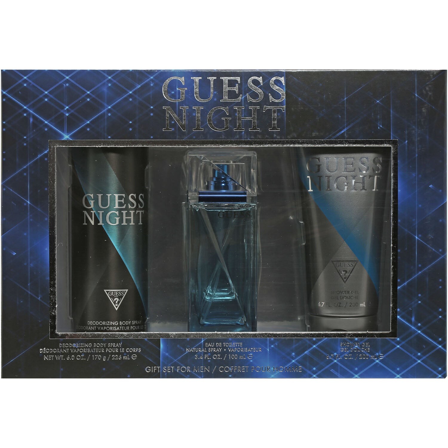 Guess Night Mens, 3,4 унции EDT, спрей для тела на 6 унций, гель для душа на 6,7 унции
Guess Night Mens, 3,4 унции EDT, спрей для тела на 6 унций, гель для душа на 6,7 унции