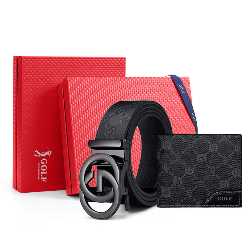 GOLF Ремень из натуральной кожи с автоматической пряжкой, Gunmetal+Wallet Clothing Sets (New Year/Valentine's Day Box Limited Edition)
GOLF Ремень из натуральной кожи с автоматической пряжкой, Gunmetal+Wallet Clothing Sets (New Year/Valentine's Day Box Limited Edition)