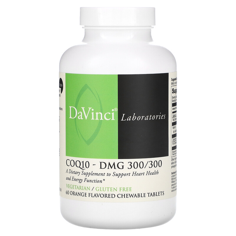 DaVinci Laboratories, CoQ10-DMG, апельсин, 60 жевательных таблеток
DaVinci Laboratories, CoQ10-DMG, апельсин, 60 жевательных таблеток