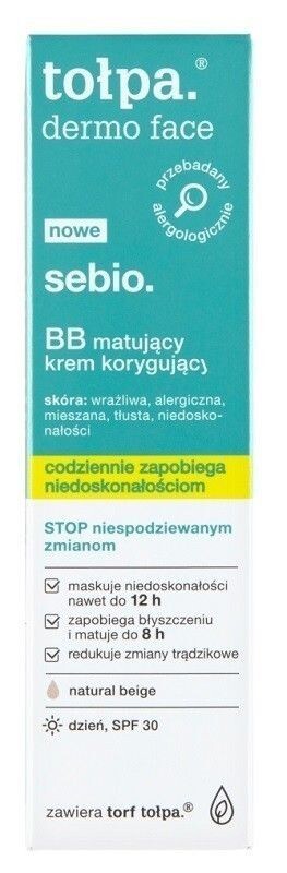 Tołpa Dermo Face Sebio BB ВВ крем для лица, 40 ml
Tołpa Dermo Face Sebio BB ВВ крем для лица, 40 ml