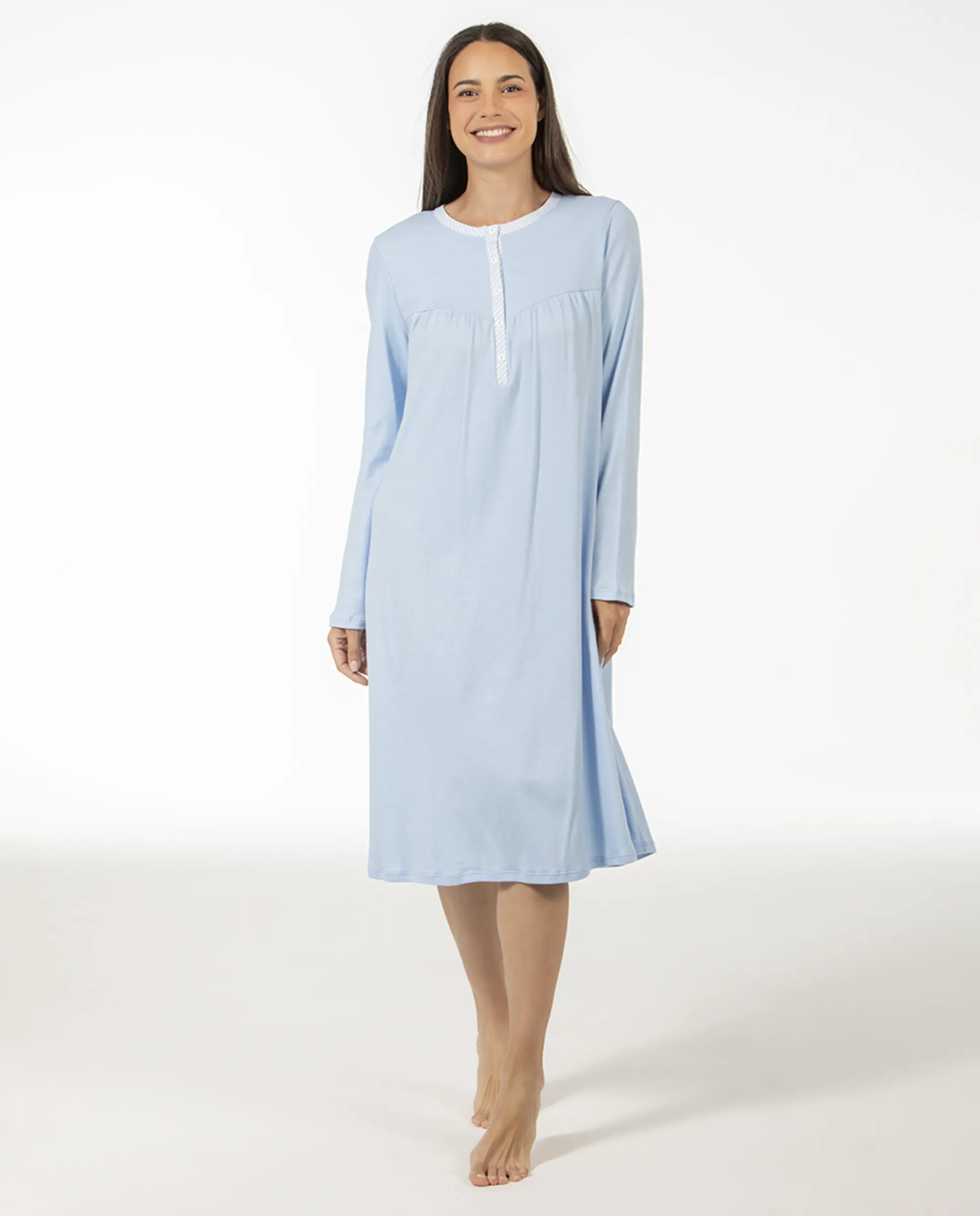 Женская ночная рубашка с длинными рукавами Mitjans, синий 
Женская ночная рубашка с длинными рукавами Mitjans, синий