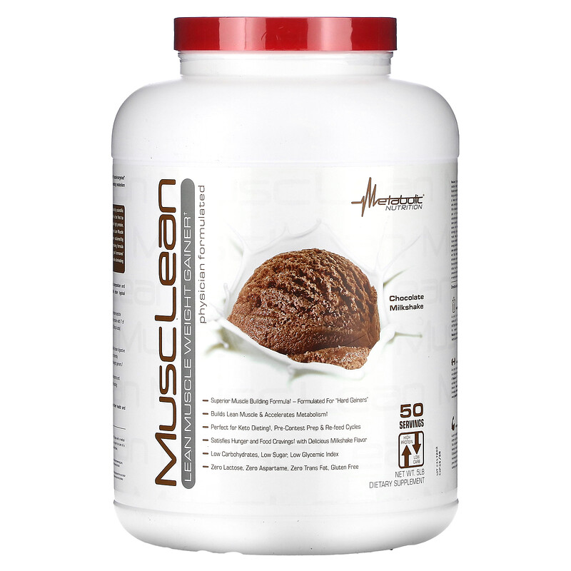 Metabolic Nutrition, MuscLean, средство для набора мышечной массы, шоколадный молочный коктейль, 5 фунтов
Metabolic Nutrition, MuscLean, средство для набора мышечной массы, шоколадный молочный коктейль, 5 фунтов