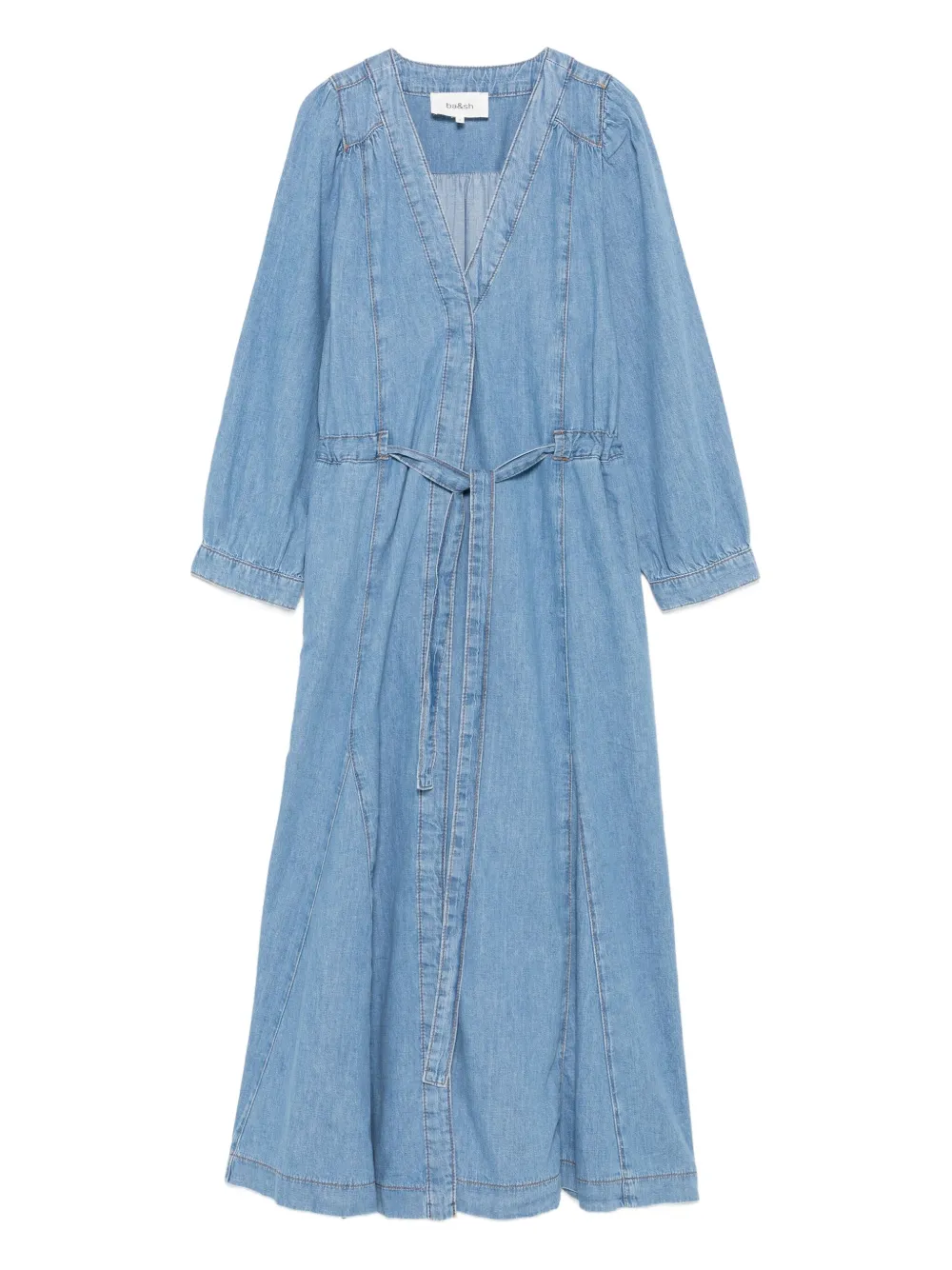 Джинсовое платье с V-образным вырезом и поясом Ba&Sh, синий
Джинсовое платье с V-образным вырезом и поясом Ba&Sh, синий