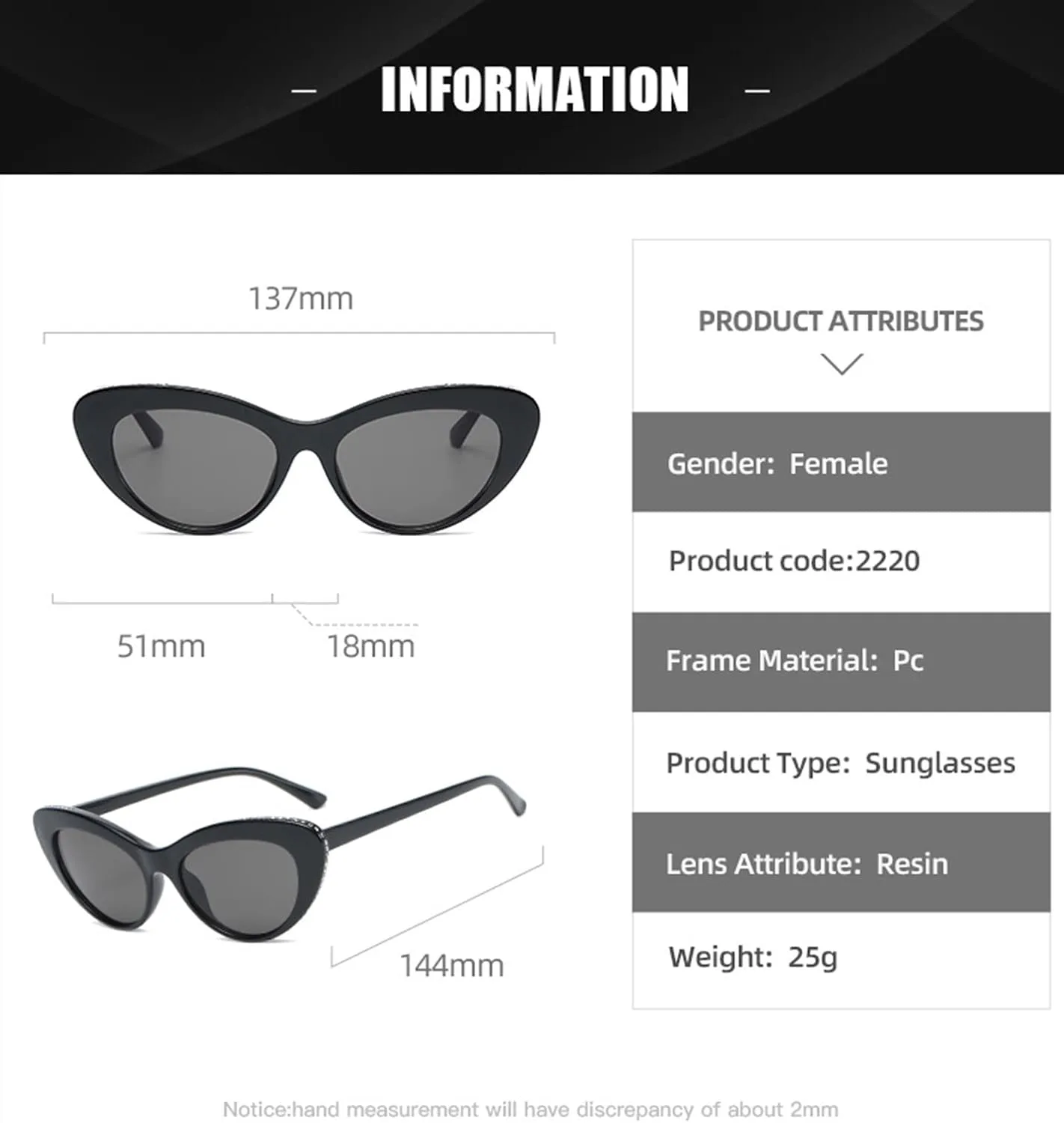 Солнцезащитные очки «кошачий глаз» с бриллиантами, модель 2026, для женщин, для повседневной носки, отдыха на природе и пляже (Цвет: A, Размер: Средний) MTZJH, B
Солнцезащитные очки «кошачий глаз» с бриллиантами, модель 2026, для женщин, для повседневной носки, отдыха на природе и пляже (Цвет: A, Размер: Средний) MTZJH, B