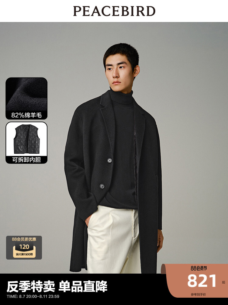 Пальто мужское Peacebird со съемной подкладкой, черный
Пальто мужское Peacebird со съемной подкладкой, черный