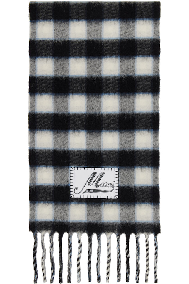 Marni Шерстяной мохеровый шарф с логотипом в черно-белую клетку
Marni Шерстяной мохеровый шарф с логотипом в черно-белую клетку