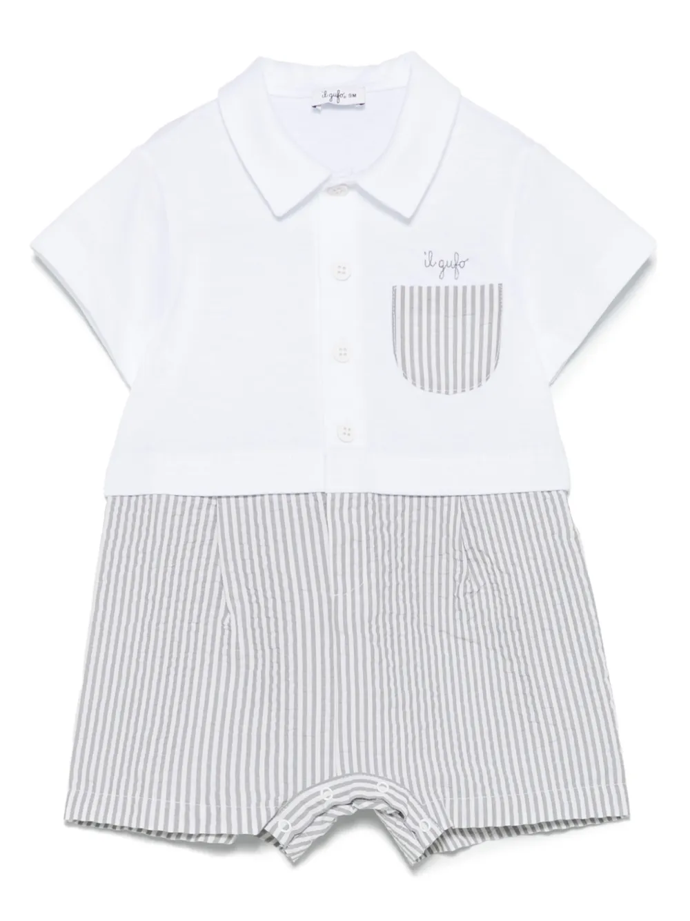 Короткий комбинезон в полоску Il Gufo, белый
Короткий комбинезон в полоску Il Gufo, белый