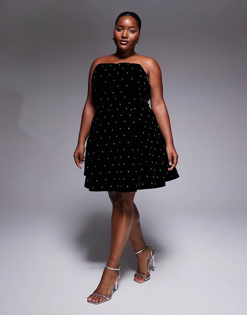 Мини-платье ASOS LUXE Curve из стеганого бархата со стразами черного цвета
Мини-платье ASOS LUXE Curve из стеганого бархата со стразами черного цвета