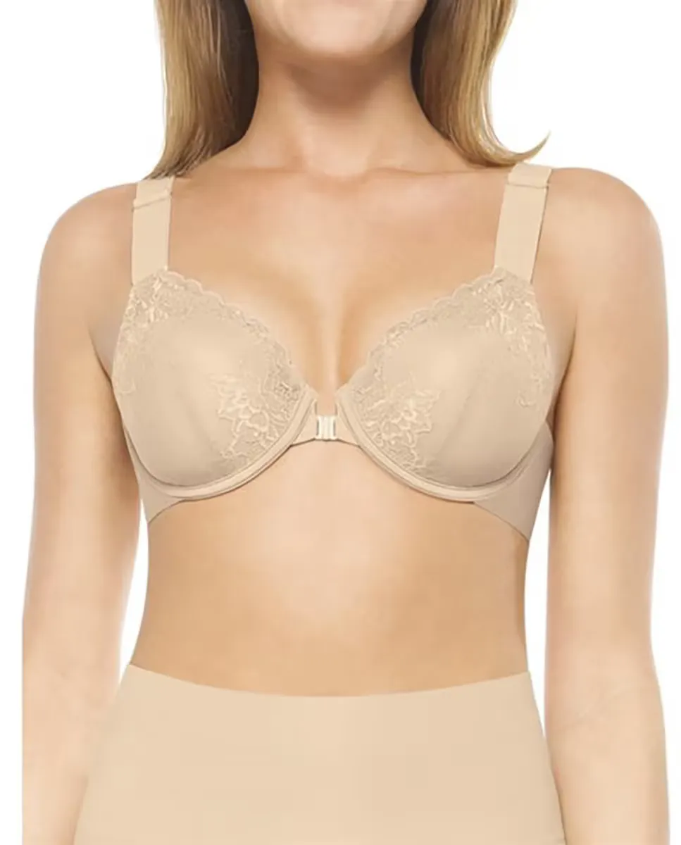 Кружевной бюстгальтер на косточках с застежкой спереди Spanx, бежевый
Кружевной бюстгальтер на косточках с застежкой спереди Spanx, бежевый