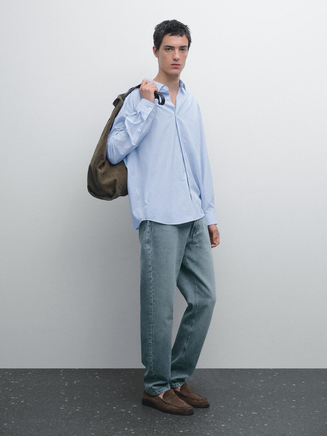 Рубашка прямого кроя с полосатыми деталями Massimo Dutti, Sky Blue
Рубашка прямого кроя с полосатыми деталями Massimo Dutti, Sky Blue