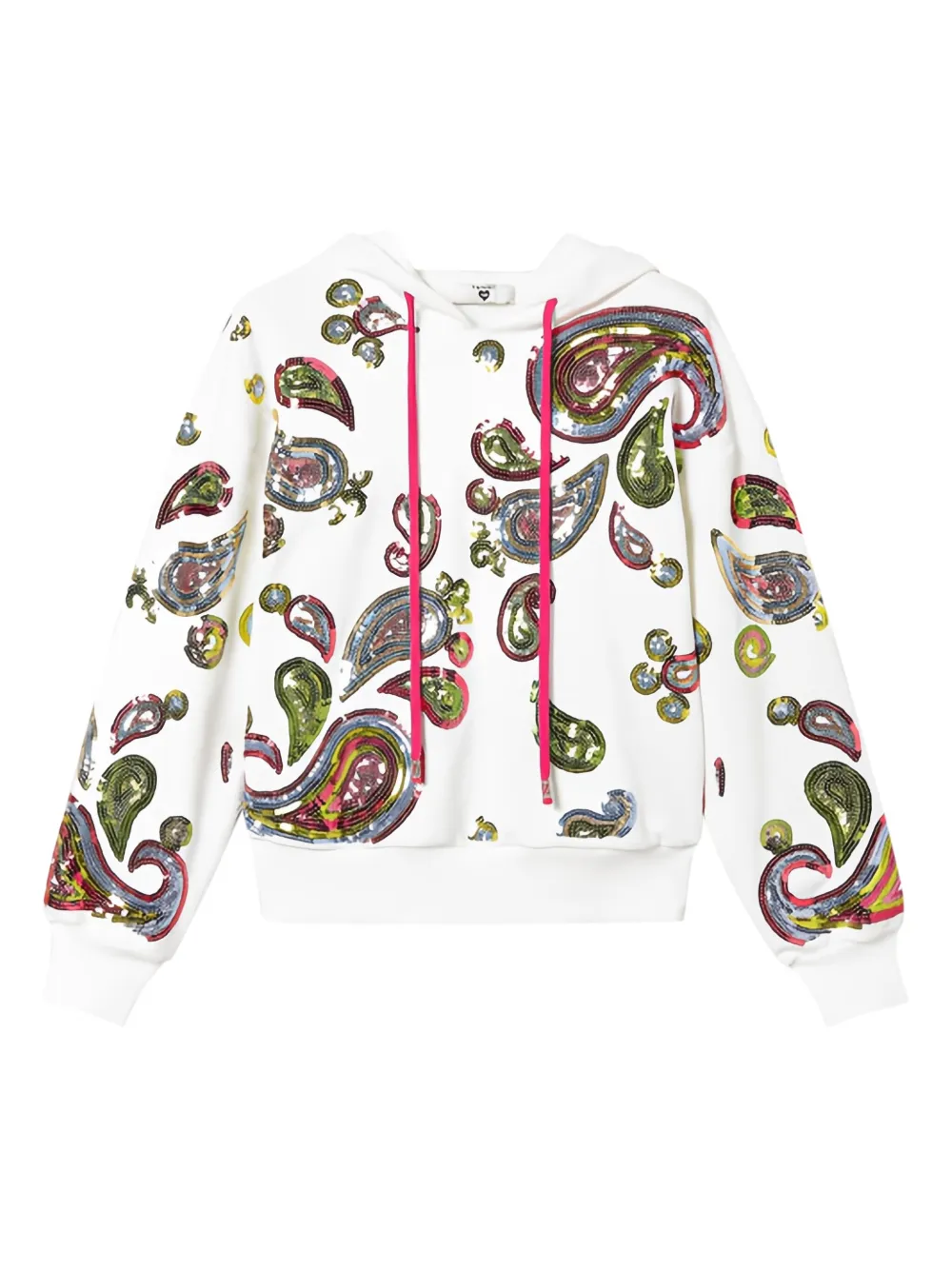 Толстовка с пайетками и узором пейсли Twinset, белый
Толстовка с пайетками и узором пейсли Twinset, белый