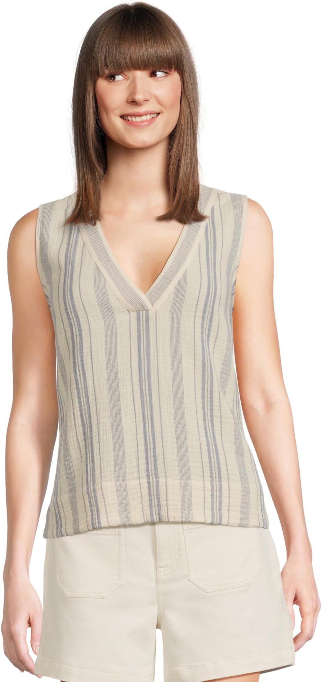 Женский джемпер без рукавов из хлопковой марли Dune Faherty, Aqua Sea Stripe
Женский джемпер без рукавов из хлопковой марли Dune Faherty, Aqua Sea Stripe