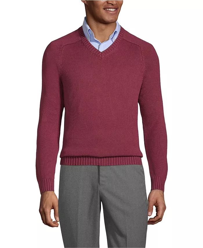 Мужской V-образный свитер из хлопка и модала Lands' End, красный
Мужской V-образный свитер из хлопка и модала Lands' End, красный